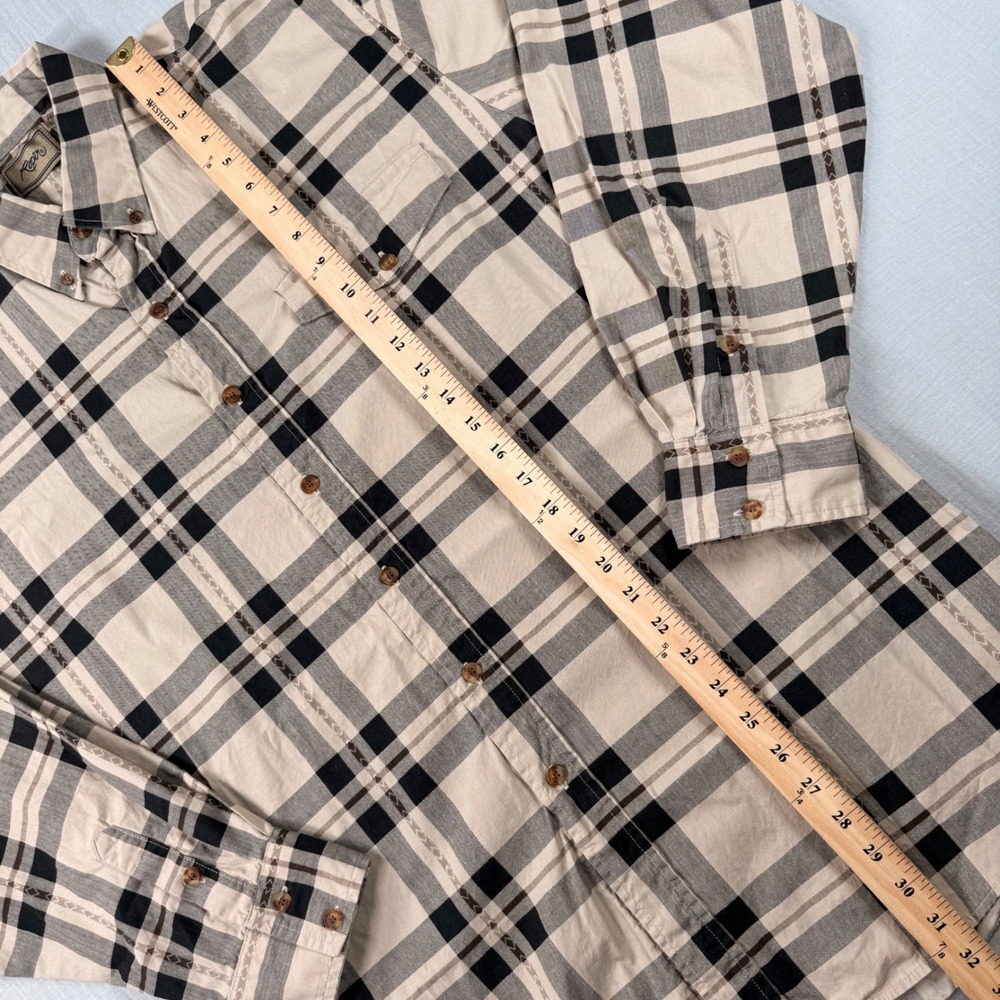 Vintage Roper Mens XL Beige Plaid Western Button Down Shirt Cotton USA Made - Picture 5 of 6